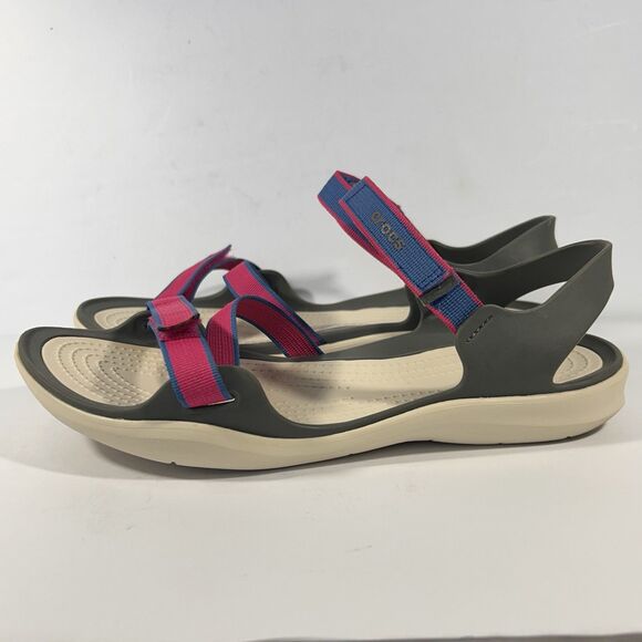 Crocs Swiftwater Webbing Womens 9 Sandals Candy Pink Style 204804 Adjustable - Picture 4 of 10